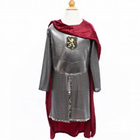 Costume de chevalier dargent avec cape rouge 5/6ans