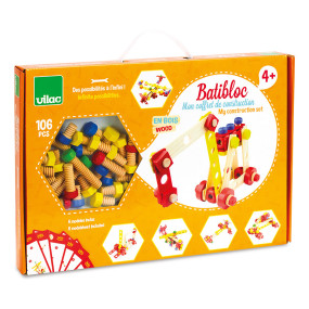 Jeu de construction en bois, coffret Batibloc