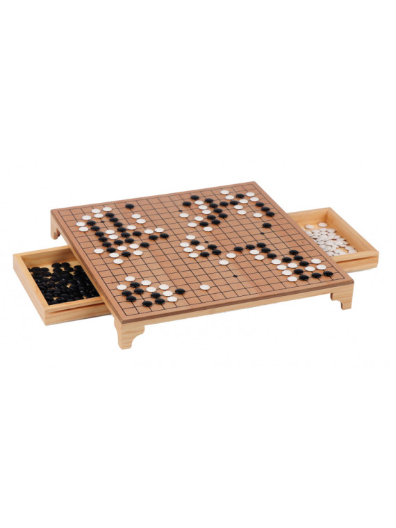 Jeu de Go à tirroir en bois de pin , plateau MDF 32.2*32.2*4