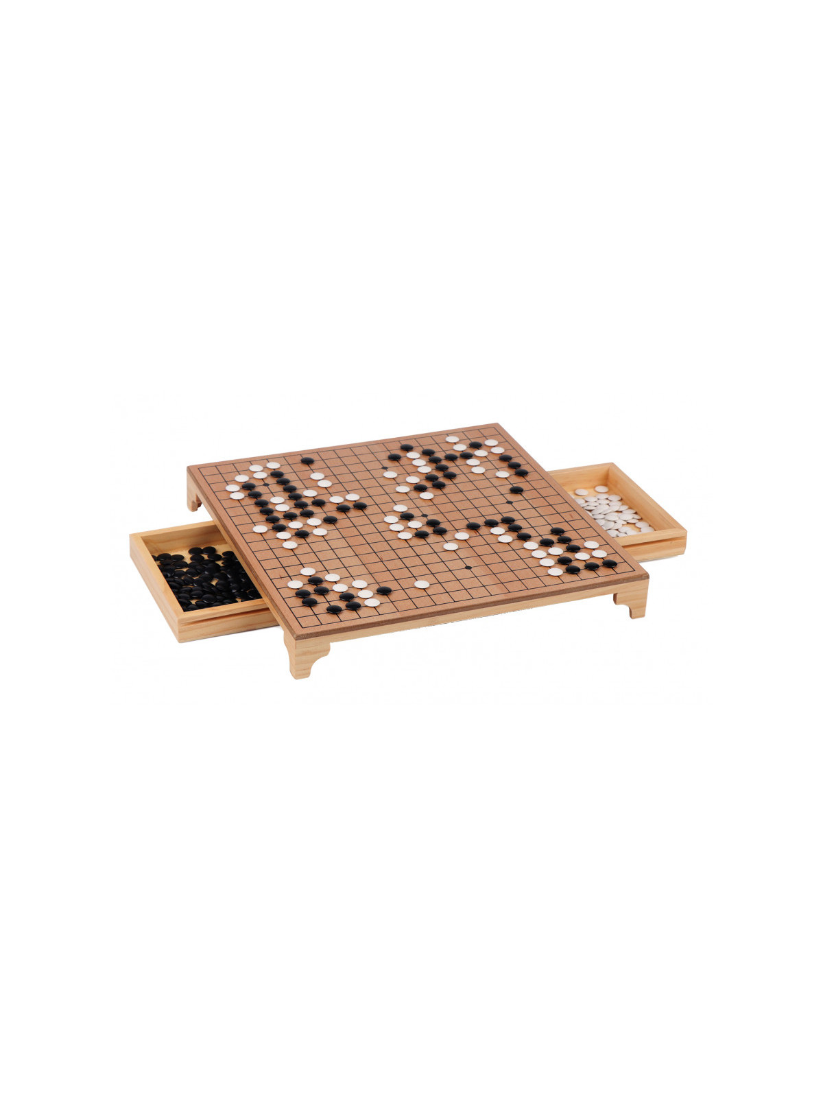 Jeu de Go à tirroir en bois de pin , plateau MDF 32.2*32.2*4