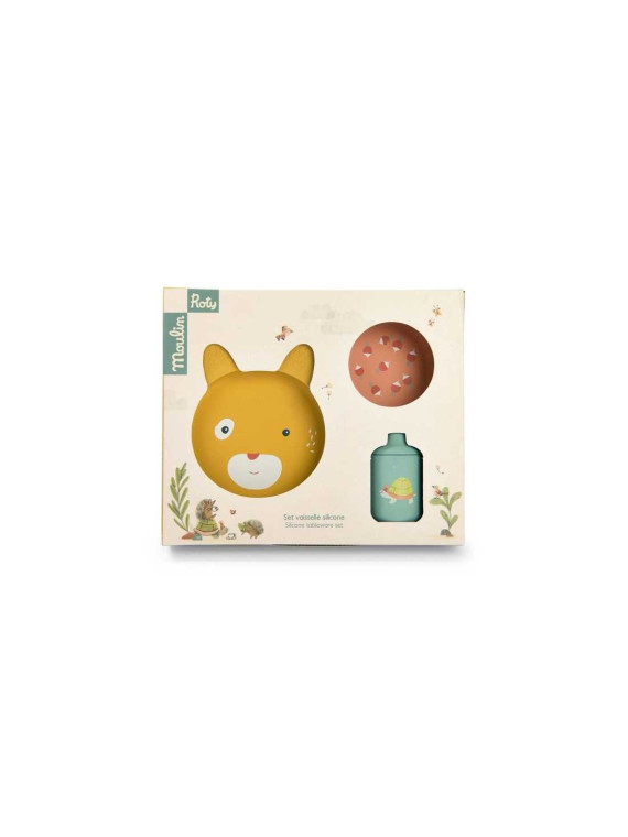 Set vaisselle silicone Trois Petits Lapins - Moulin Roty