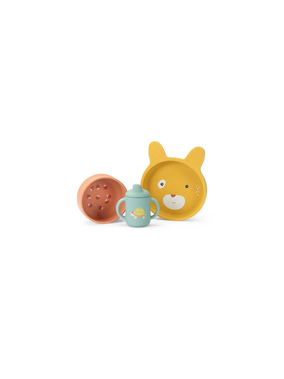 Set vaisselle silicone Trois Petits Lapins - Moulin Roty