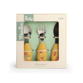 Set couverts silicone Trois Petits Lapins - Moulin Roty