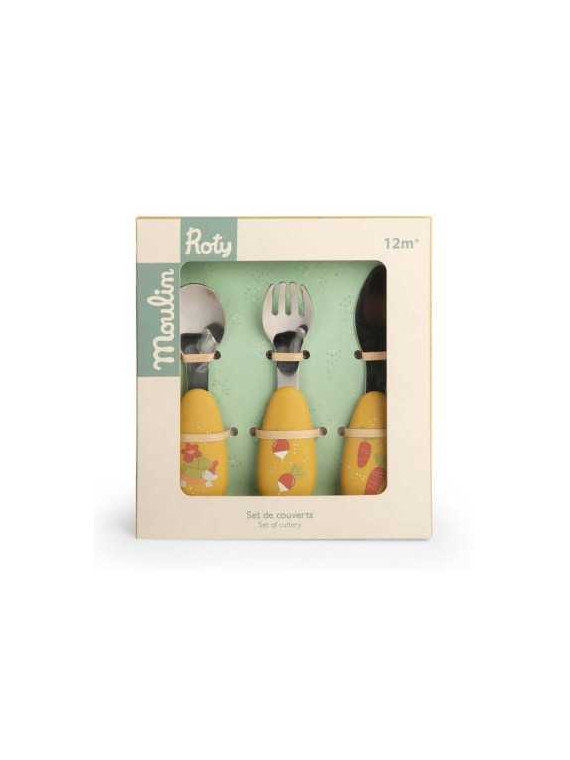 Set couverts silicone Trois Petits Lapins - Moulin Roty
