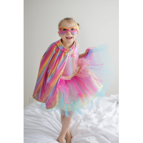 Tutu/Cape/Masque Super-duper, Rose & Or 4-6 ans