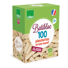 Jeu de construction en bois, Batibloc Classic 100 planchette
