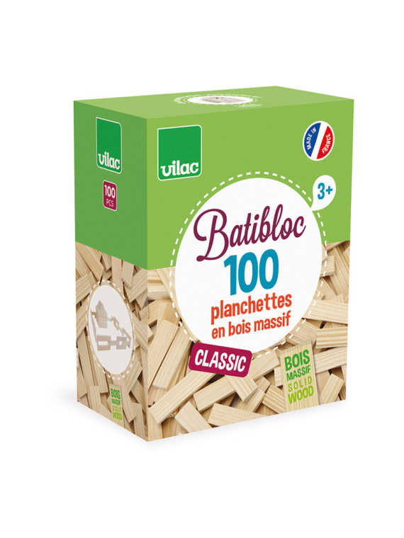 Jeu de construction en bois, Batibloc Classic 100 planchette