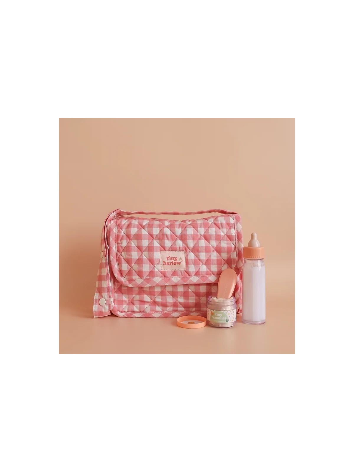 Ensemble Sac à Langer pour Poupée - Vichy Rose - Tiny Harlow