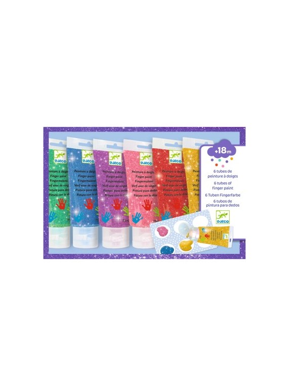 6 tubes de peinture à doigts - Paillettes