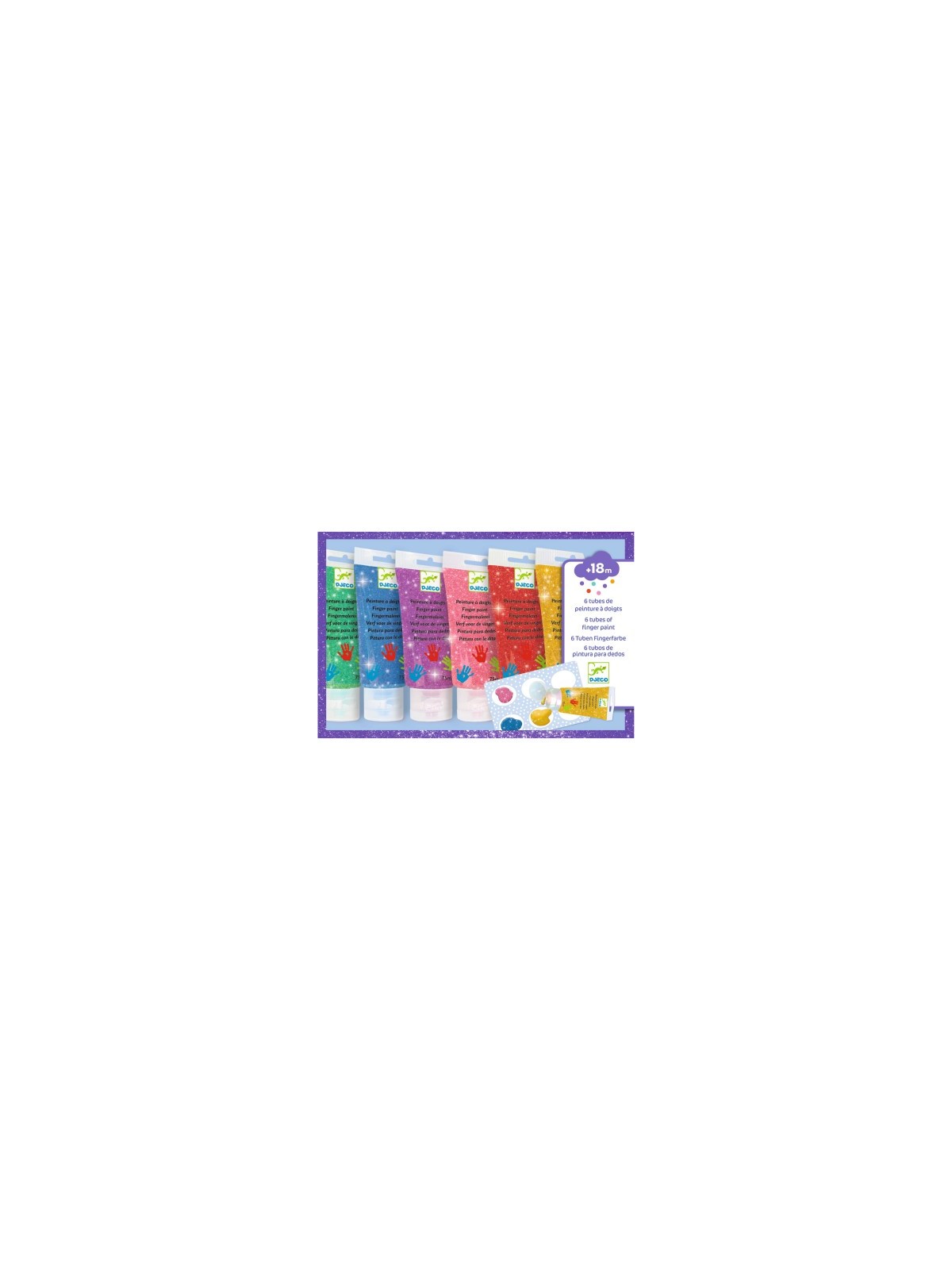 6 tubes de peinture à doigts - Paillettes