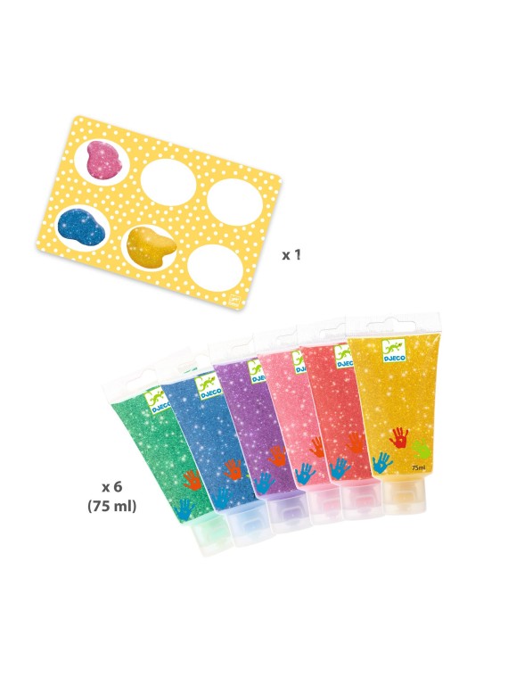 6 tubes de peinture à doigts - Paillettes