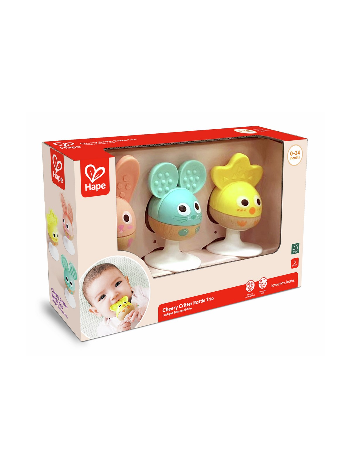 Set de 3 hochets poussins