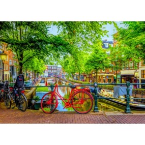 The Red Bike in Amsterdam puzzle 1000 pieces