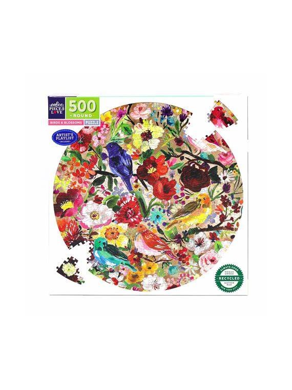Puzzle 500 pcs rond Birds & Blossoms - Eeboo