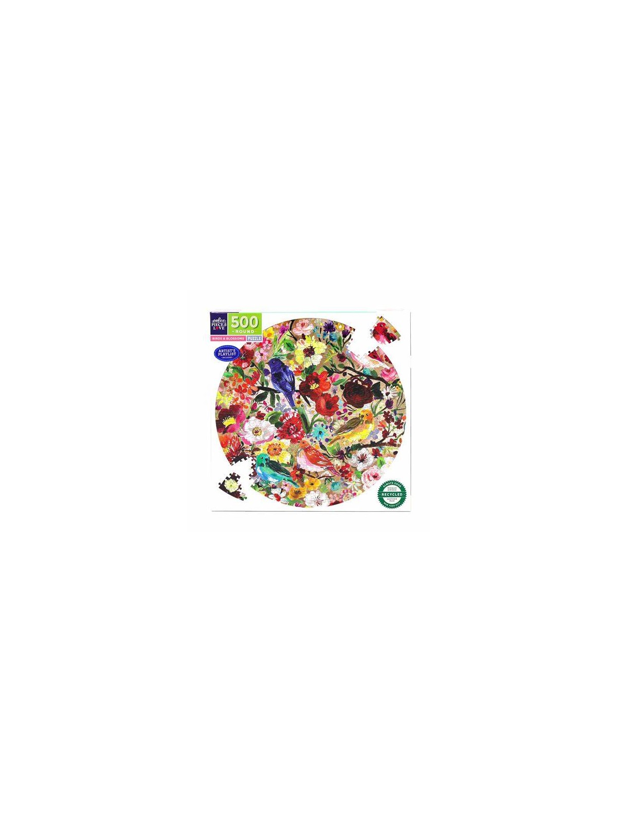 Puzzle 500 pcs rond Birds & Blossoms - Eeboo