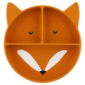 Assiette avec ventouse en silicone et compartiments Mr Fox