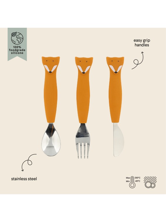 Couverts 3 pièces en silicone - Mr. Fox