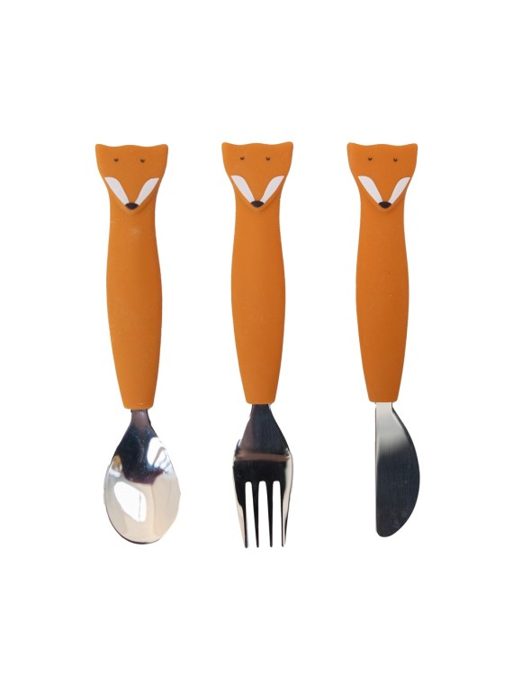 Couverts 3 pièces en silicone - Mr. Fox