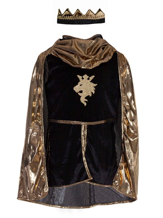 Ensemble de chevalier doré: Cape et couronne (9 - 10 ans)