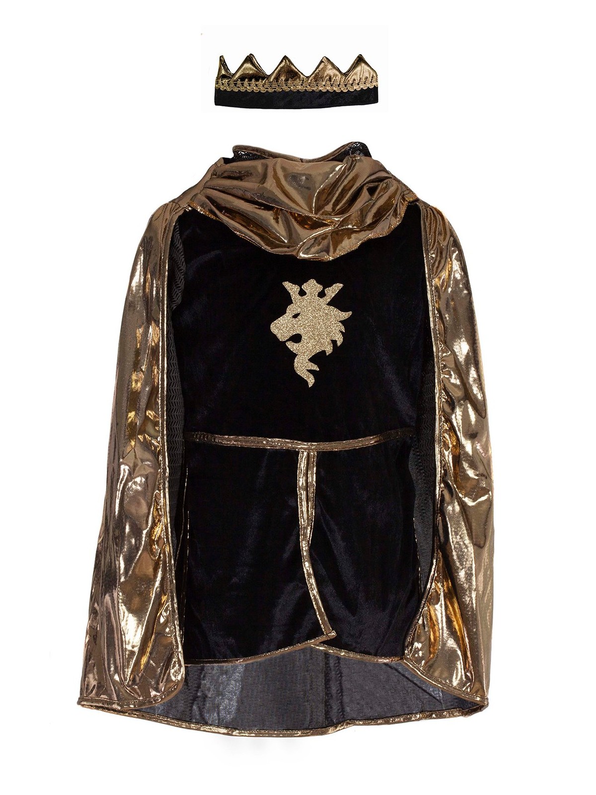 Ensemble de chevalier doré: Cape et couronne (9 - 10 ans)