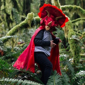 Cape à capuche Triceratops, rouge