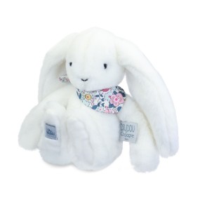 Peluche lapin blanc 25 cm - Lapin Fleurette