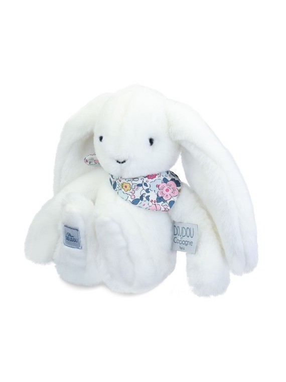 Peluche lapin blanc 25 cm - Lapin Fleurette