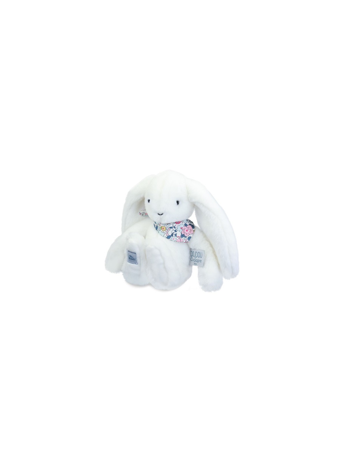 Peluche lapin blanc 25 cm - Lapin Fleurette