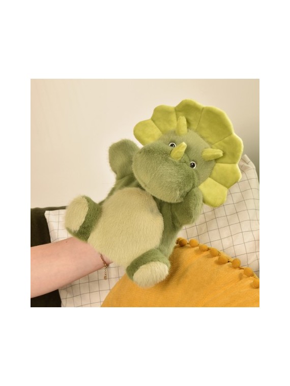 Marionnette Dinosaure vert - 24 cm