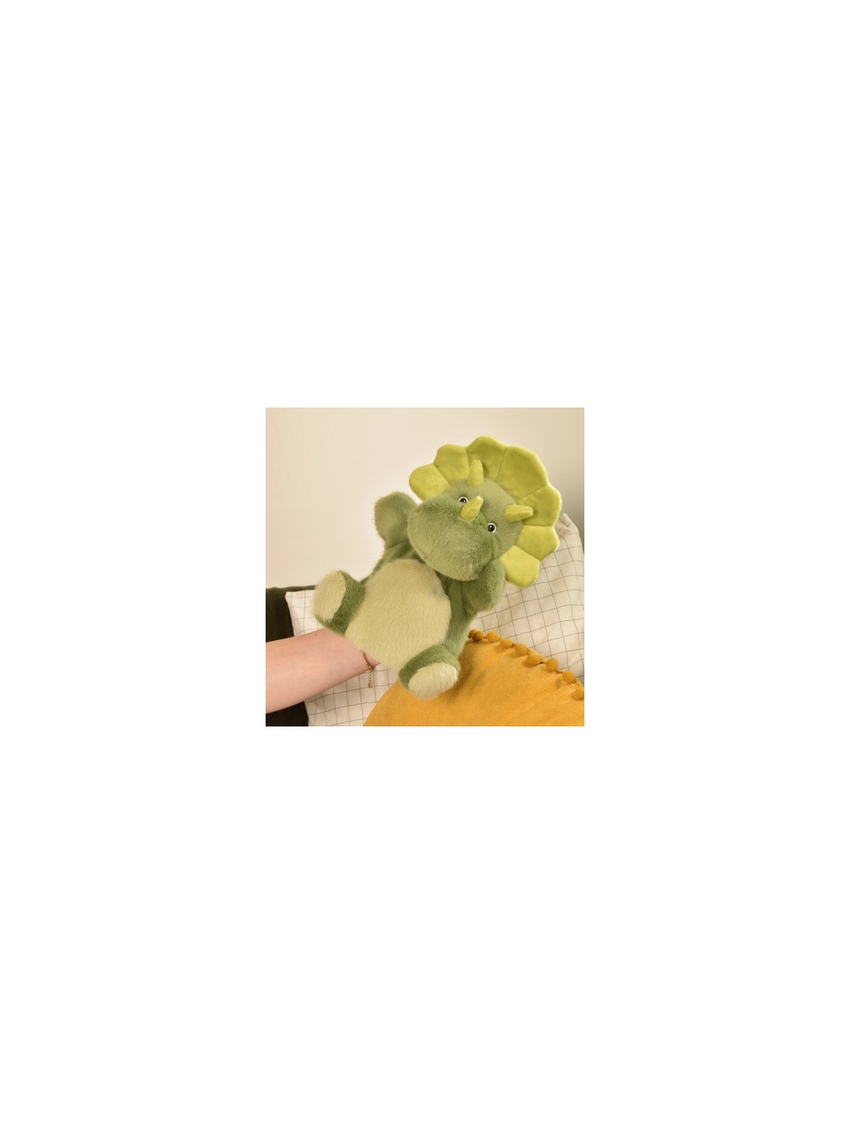 Marionnette Dinosaure vert - 24 cm
