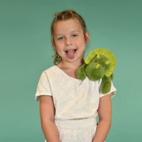 Peluche bien être - Dinosaure en peluche vert magnétique