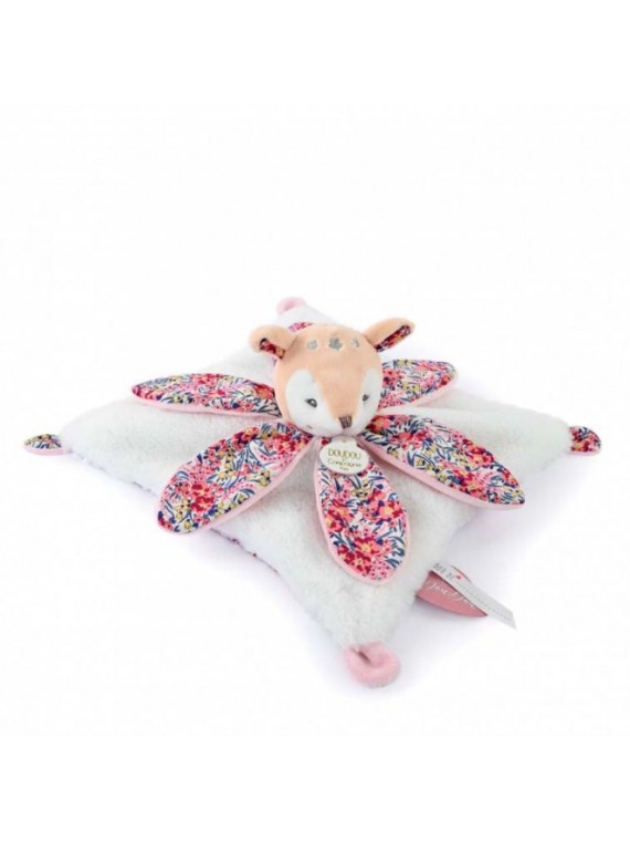 Doudou FAON blanc avec pétales - BOH'AIME
