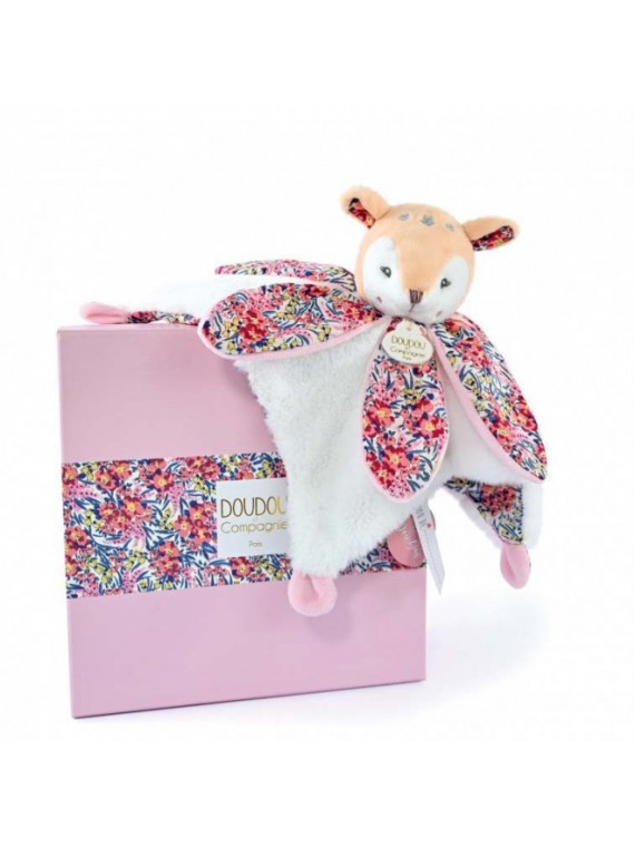 Doudou FAON blanc avec pétales - BOH'AIME