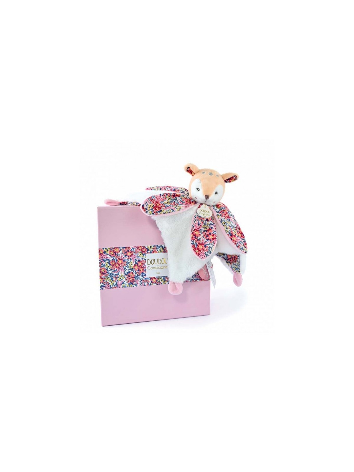 Doudou FAON blanc avec pétales - BOH'AIME