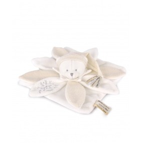 Doudou plat pétales Ours Blanc - 25 cm