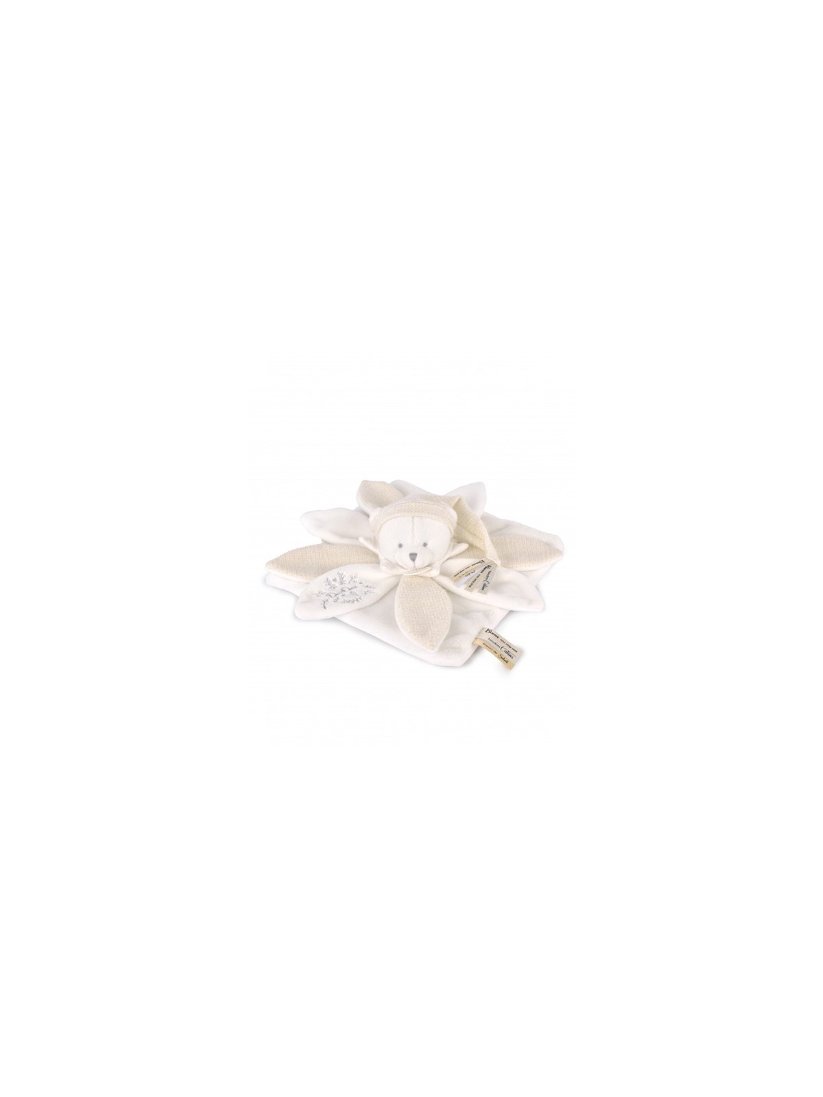 Doudou plat pétales Ours Blanc - 25 cm