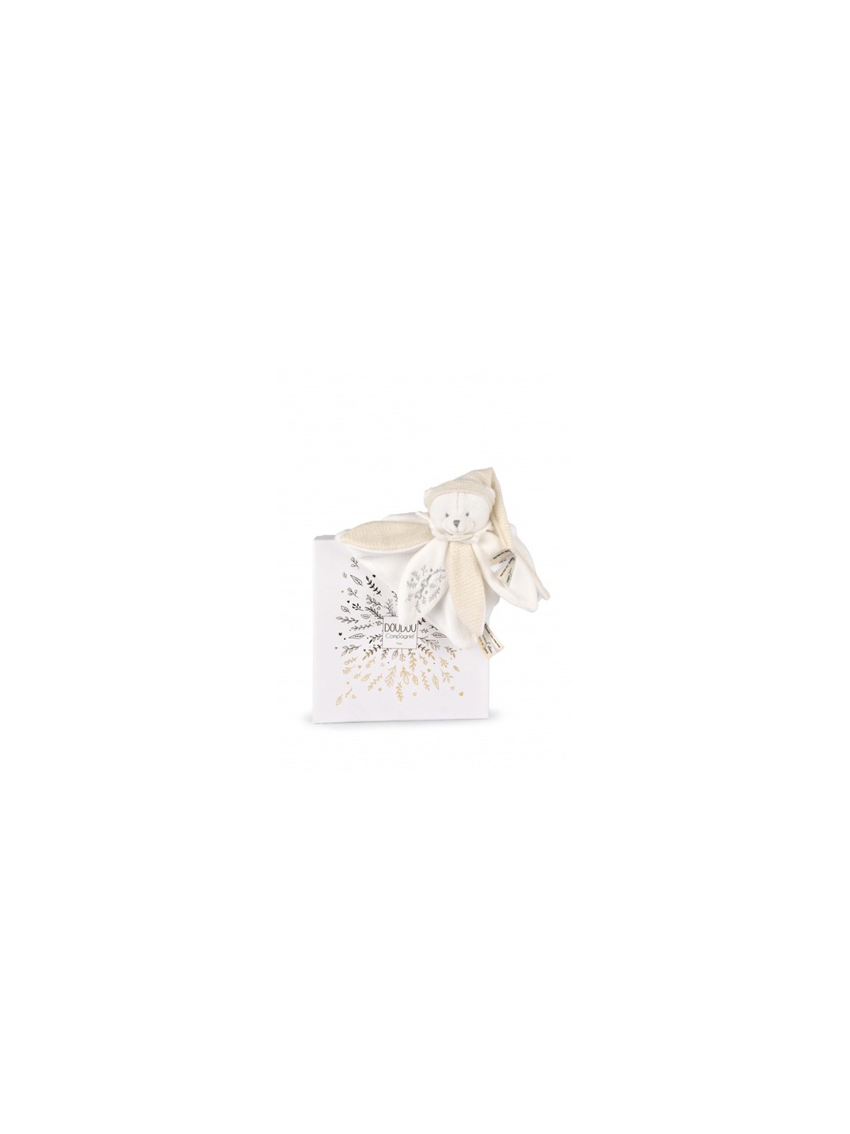 Doudou plat pétales Ours Blanc - 25 cm
