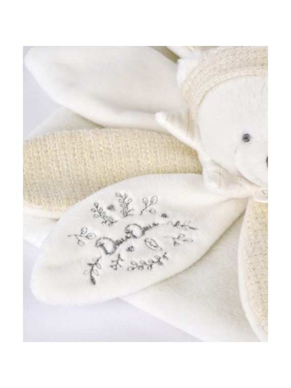 Doudou plat pétales Ours Blanc - 25 cm