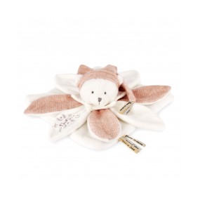 Doudou plat pétales Ours Rose - 25 cm - Collection Anniversa