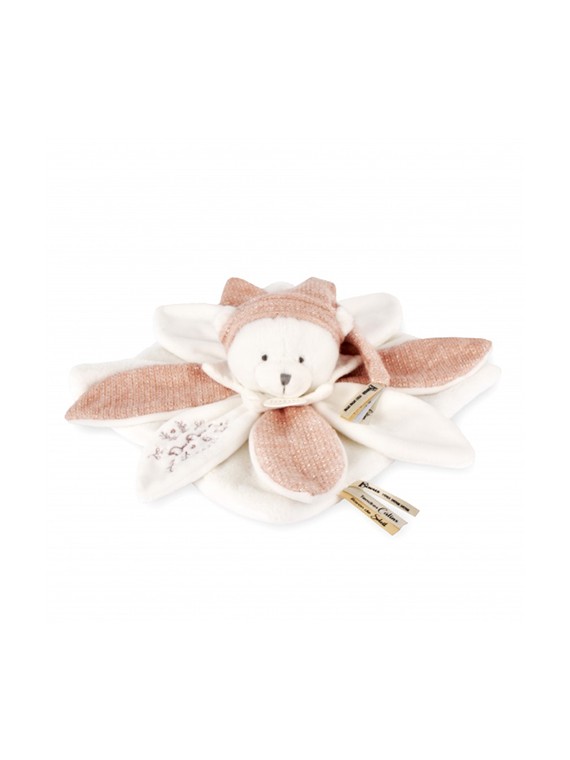 Doudou plat pétales Ours Rose - 25 cm - Collection Anniversa