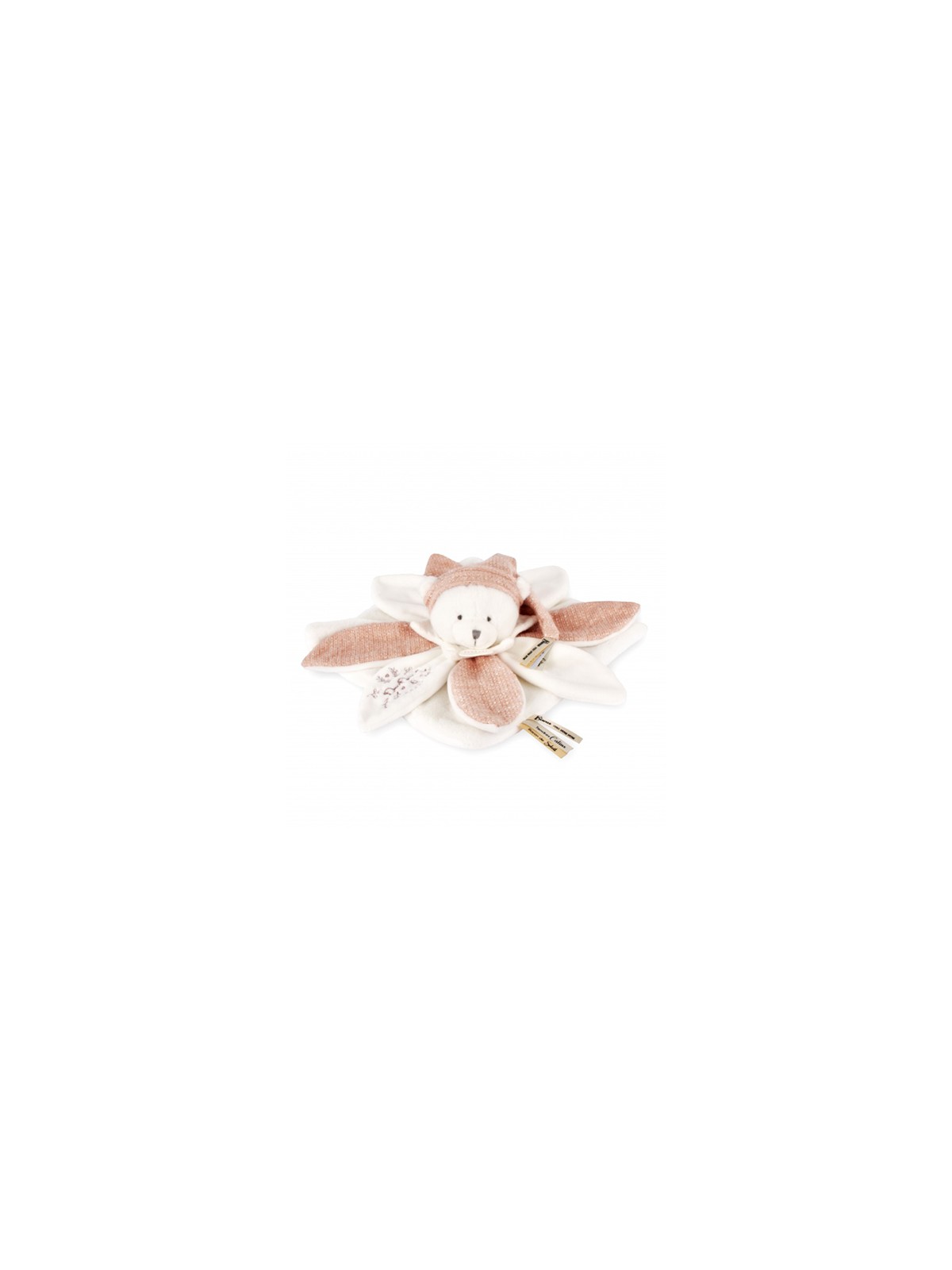 Doudou plat pétales Ours Rose - 25 cm - Collection Anniversa