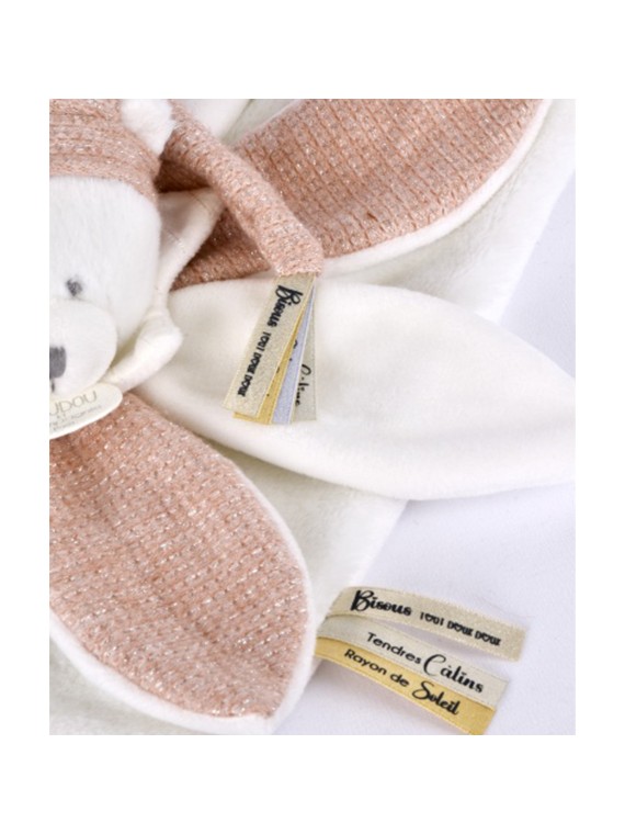 Doudou plat pétales Ours Rose - 25 cm - Collection Anniversa