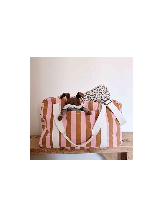 Sac à langer Raphael Rayures Caramel / Strawberry