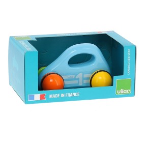 Voiture en bois, 1er âge - Modèle bleu ciel