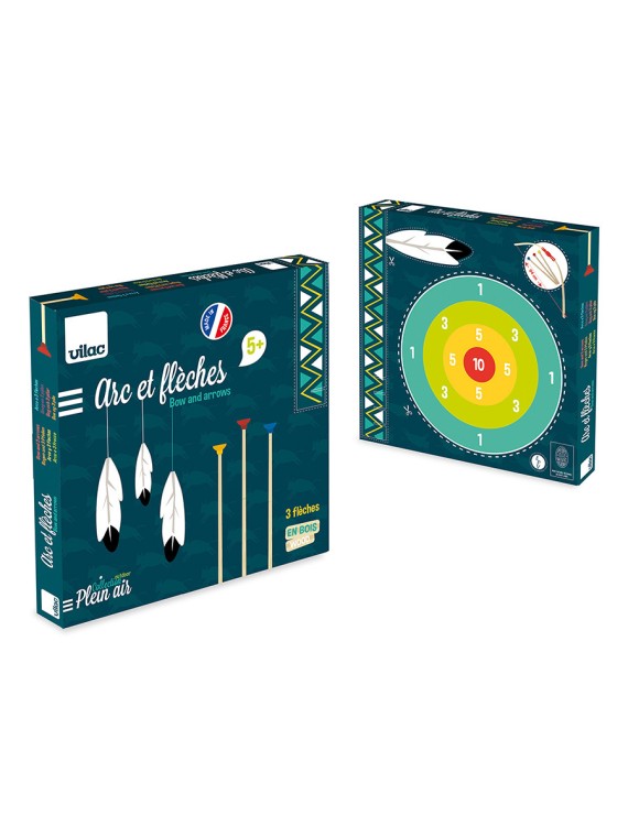 Arc démonté + 3 flèches en boîte cible