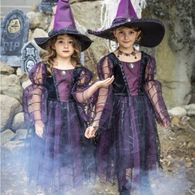 Robe et chapeau de sorcière Améthyste  5/6 ans