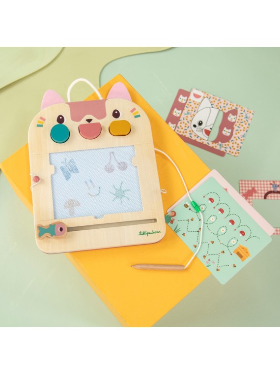 Ardoise Magique en bois Jeanne le chat