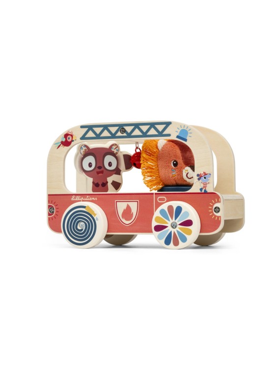 Camion de pompier en bois Jack le lion