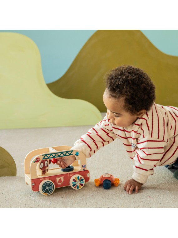 Camion de pompier en bois Jack le lion