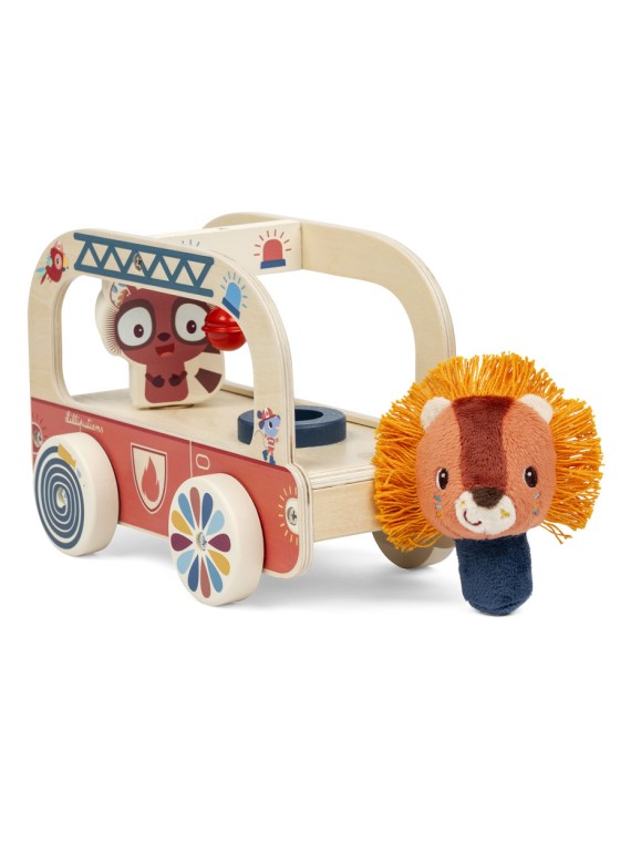 Camion de pompier en bois Jack le lion